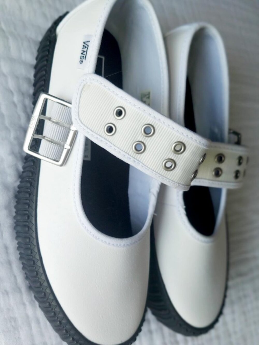 Mary Jane Creeper Grunge Ballet White and Black Flatforms - Picture 2 of 2